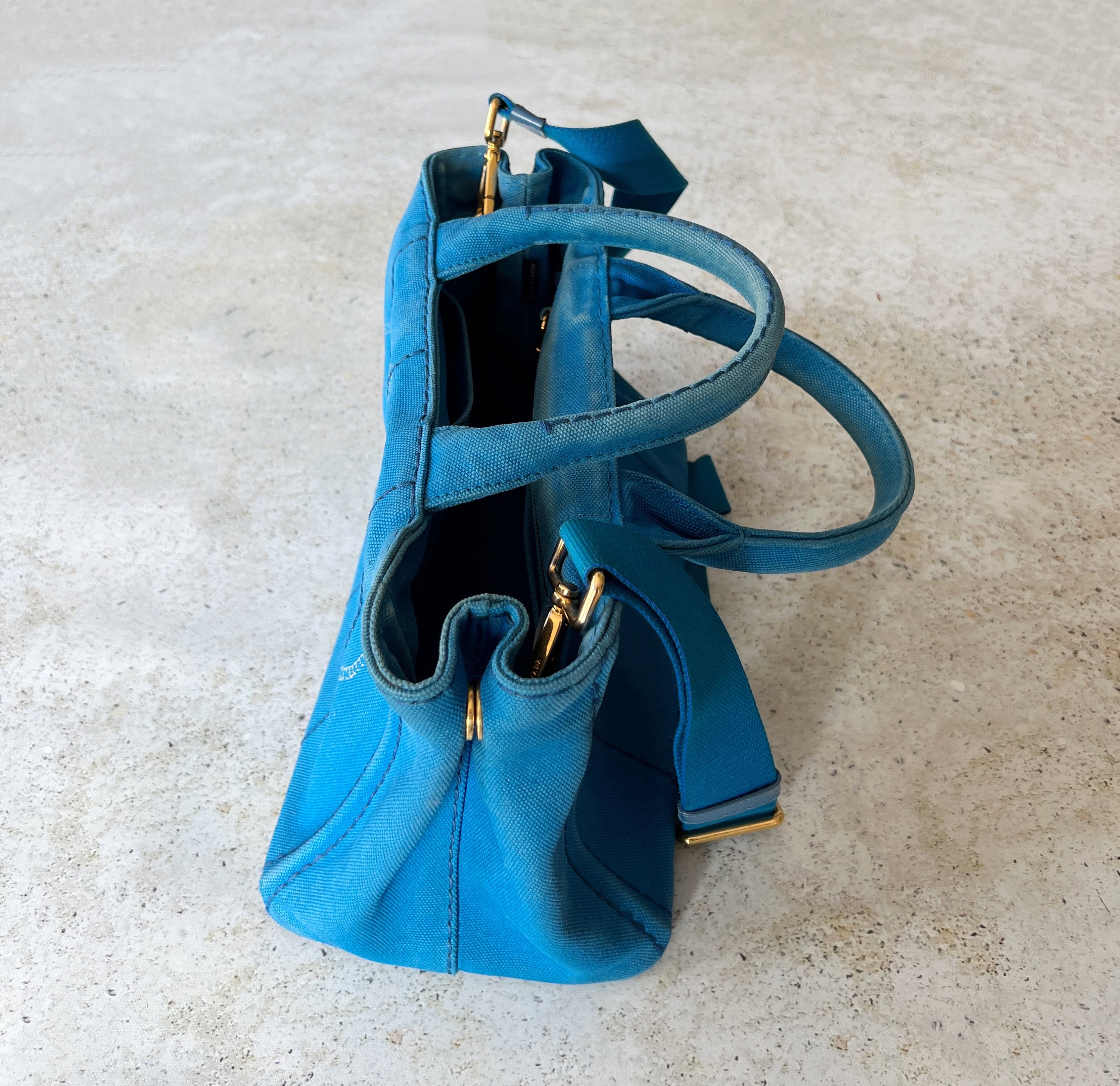 Buy Vintage Bag | PRADA Canapa Mini Canvas Convertible Beach Tote