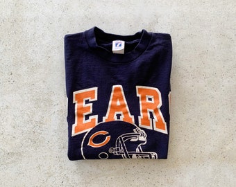 Vintage T-Shirt | CHICAGO BEARS Football Pullover Shirt NFL Streetwear 80’s Navy Blue Orange | Size M