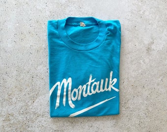 Vintage T-Shirt | MONTAUK Long Island NY Beach Coastal Surf Nautical Graphic Tee 80’s | Size L