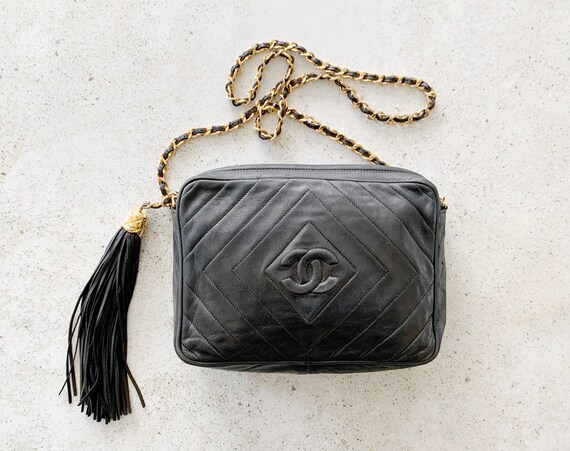 Vintage Bag Chanel Cc Logo Quilted Camera Shoulder Crossbody Etsy Uk