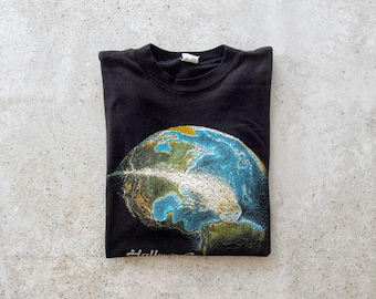 Vintage T-Shirt | HALLEY'S COMET Pullover Top Shirt Graphic Tee Black 80’s | Size M