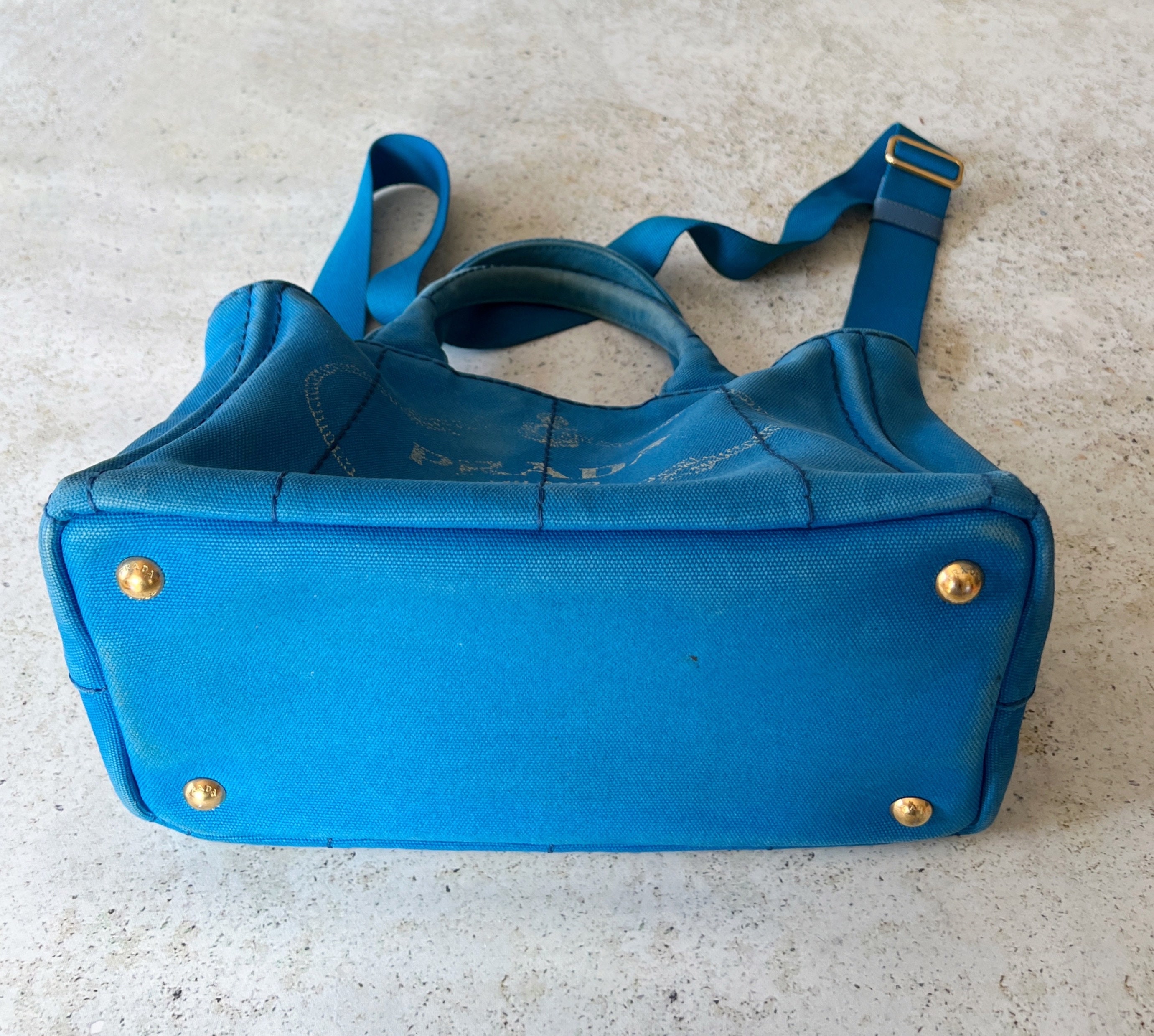 Buy Vintage Bag | PRADA Canapa Mini Canvas Convertible Beach Tote