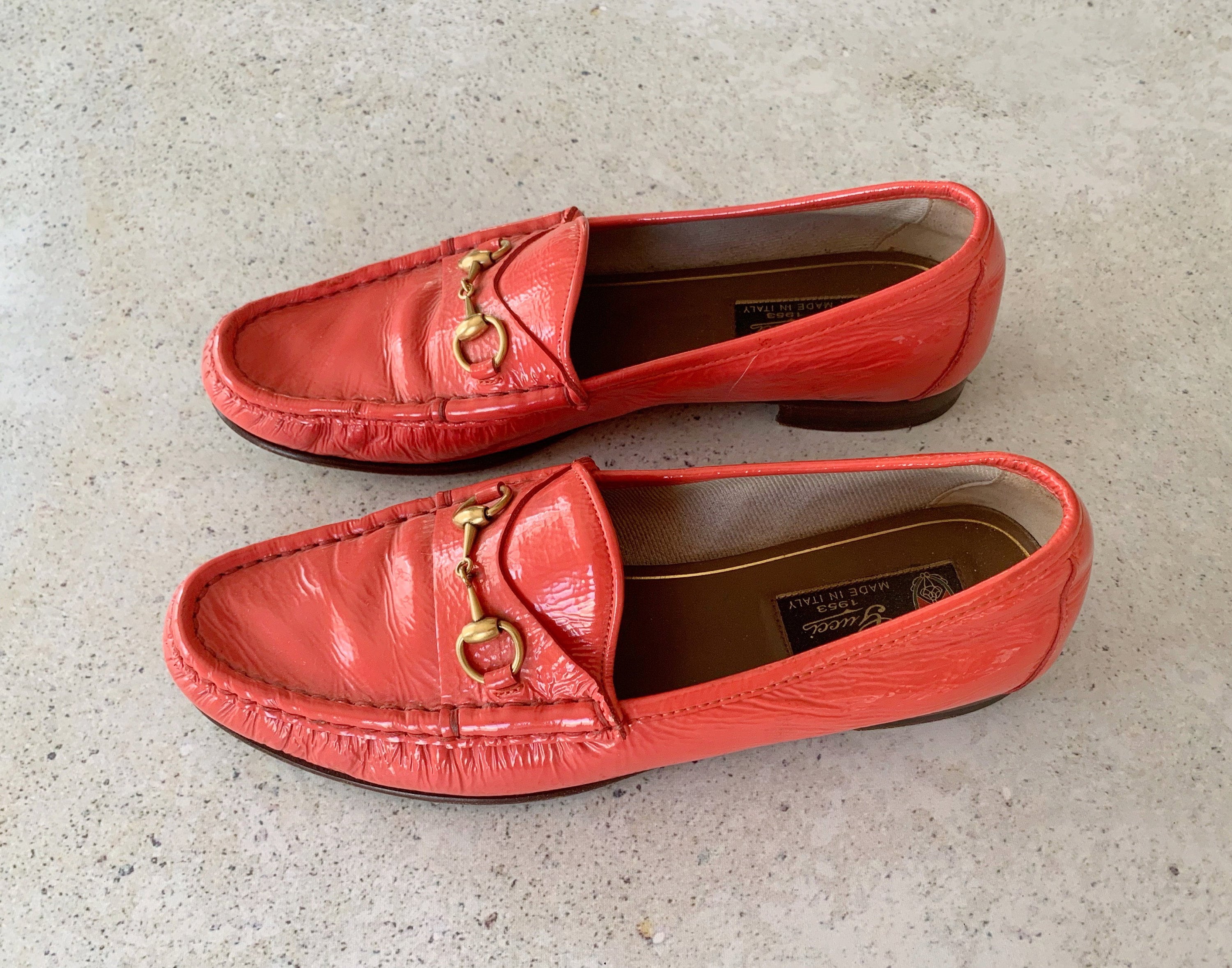 orange gucci loafers