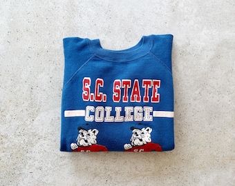 Vintage Sweatshirt | BULLDOGS South Carolina Sports School University College Collegiate Raglan Pullover Top Shirt Sweater Blue | Size S