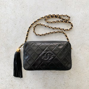 Chanel Brown Quilted Distressed Lambskin Leather & Black Faux Fur