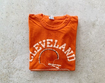 Vintage T-Shirt | CLEVELAND BROWNS Football Sports Streetwear Raglan Pullover Top Graphic Tee 70’s  80’s Orange Brown | Size S/M