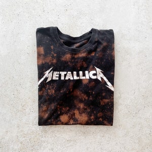 Vintage T-Shirt | METALLICA Tour Rock Band Concert Music Grunge Bleach Dyed 90’s Shirt Top Pullover Black | Size S/M