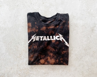 Vintage T-Shirt | METALLICA Tour Rock Band Concert Music Grunge Bleach Dyed 90’s Shirt Top Pullover Black | Size S/M