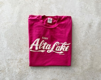 Vintage T-Shirt | Alta Lake Washington Camping Hiking Outdoors Coastal Graphic Tee Top Shirt Pullover 80's Pink | Size M