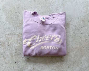 Vintage Sweatshirt | CHEERS BOSTON 80’s Raglan Pullover Top Shirt Sweater Distressed Purple | Size M