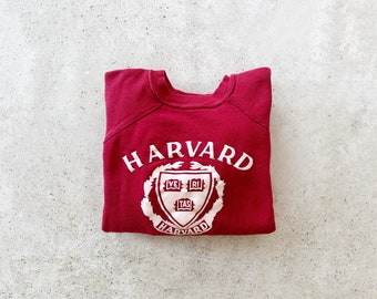 Vintage Sweatshirt | HARVARD University College Raglan Pullover Top Shirt Sweater Maroon 70’s | Size XS