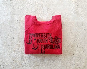 Vintage Sweatshirt | UNIVERSITY South Carolina Raglan Pullover Top Shirt Sweater 70’s 80’s Red | Size M