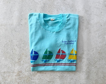 Vintage T-Shirt | LAKE GEORGE New York Bolton Landing Upstate Pullover Top Shirt Graphic Tee Blue 80’s | Size S