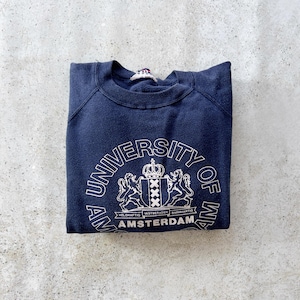 Vintage Sweatshirt | UNIVERSITY of AMSTERDAM Pullover Top Shirt Sweater College University Navy Blue 70&#39;s 80&#39;s | Size M