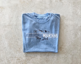 Vintage T-Shirt | ADIRONDACK MOUNTAINS New York Upstate Pullover Top Shirt Graphic Tee Blue Y2K | Size M