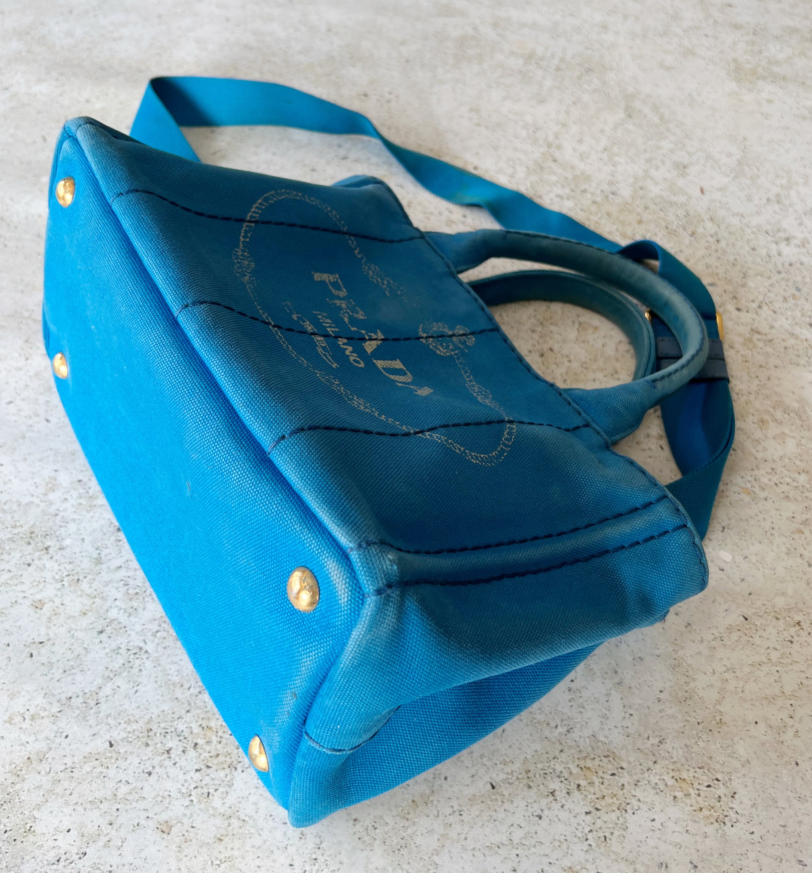Buy Vintage Bag | PRADA Canapa Mini Canvas Convertible Beach Tote