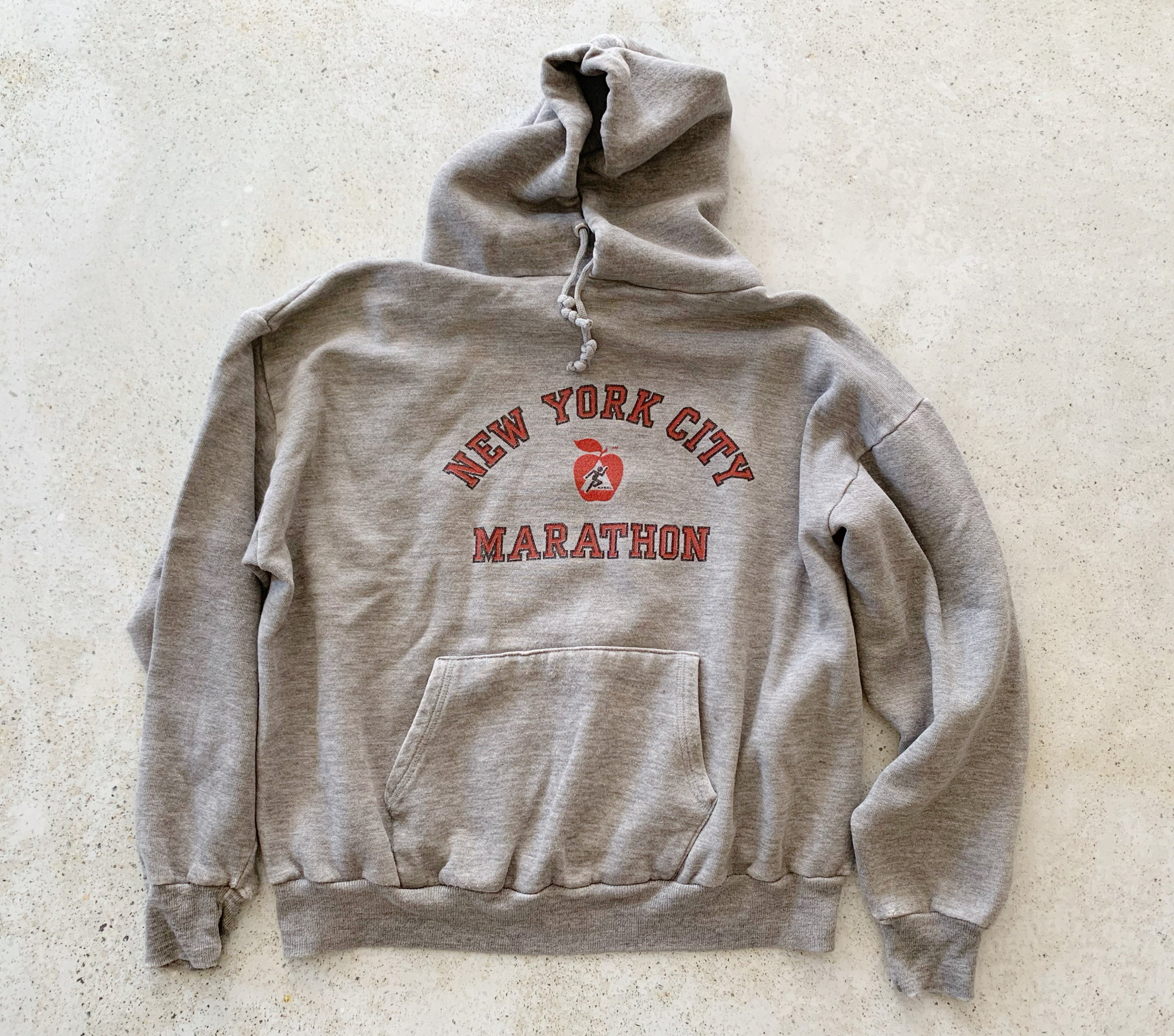 Vintage Sweatshirt  NYC MARATHON 80's Hoodie Hooded Top Pullover