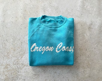 Vintage Sweatshirt | OREGON COAST Raglan Pullover Top Shirt Sweater Blue 80’s 90’s | Size XS/S