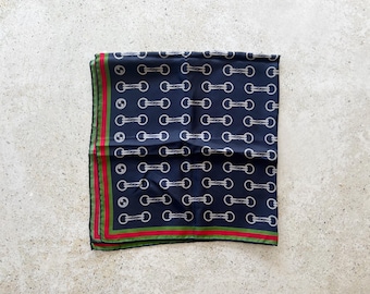 Vintage Scarf GUCCI Horsebit GG Logo Monogram Silk Scarf Neckerchief Handkerchief 70s 80s Etsy