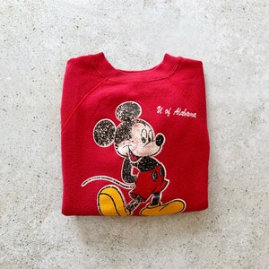 Vintage Sweatshirt | UNIVERSITY OF ALABAMA College University Collegiate Mickey Mouse Sweatshirt Pullover Shirt Red Streetwear | Size xs/s