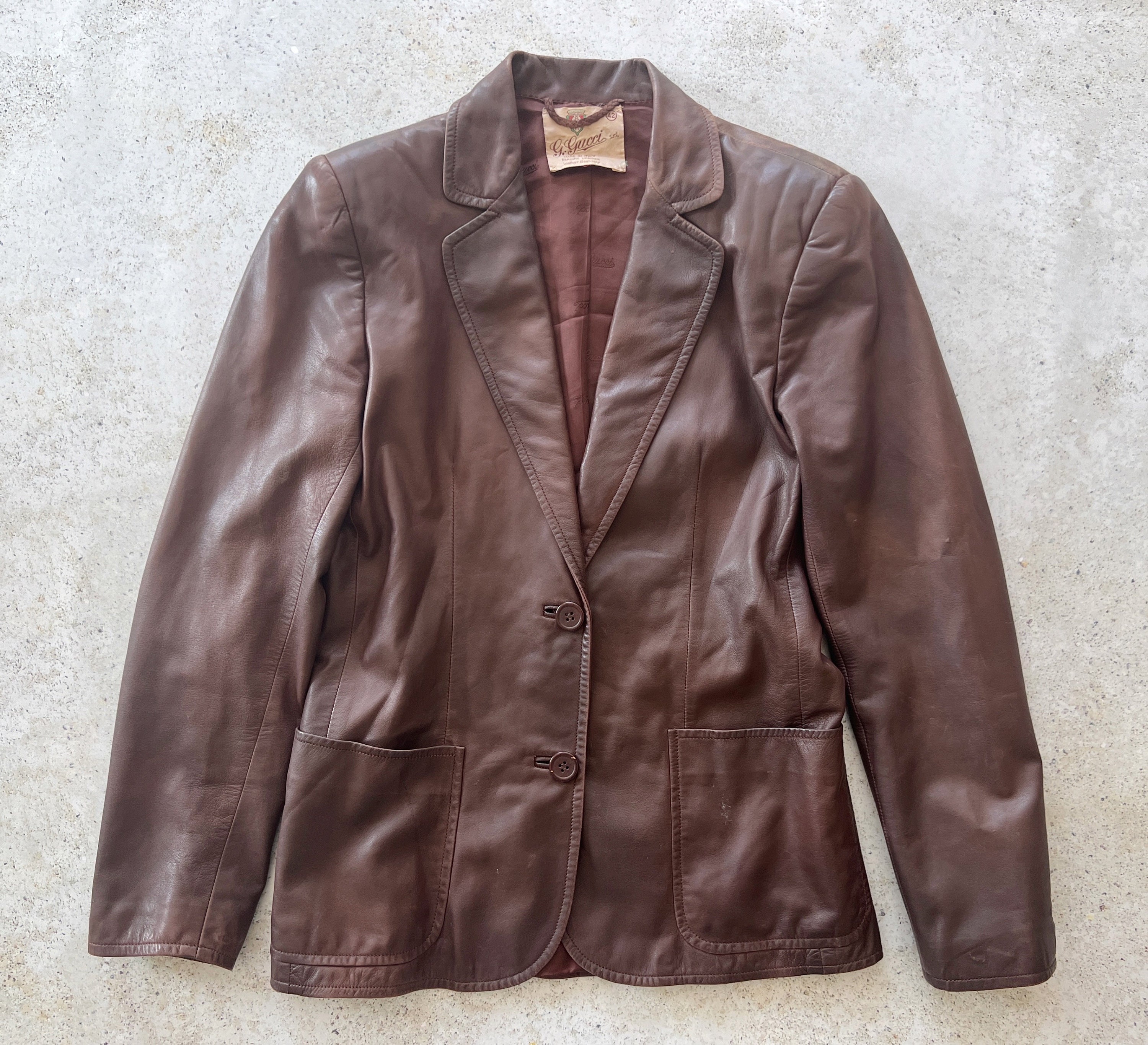 Vintage Jacket | GUCCI Leather Blazer Jacket Coat Luxury Designer