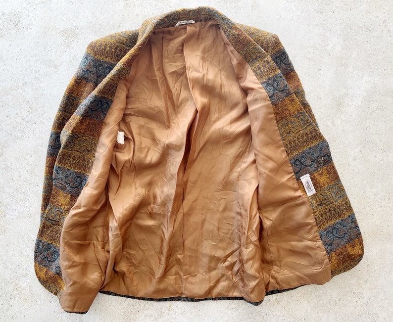 Vintage Jacket MISSONI Donna Blazer Coat Jacket Boho Bohemian Buttoned Knit Tweed 80s 90s Size S/M image 7