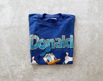 Vintage T-Shirt | DONALD DUCK Disney Cartoon Graphic Tee Top Shirt Pullover Blue 70's 80's | Size XL