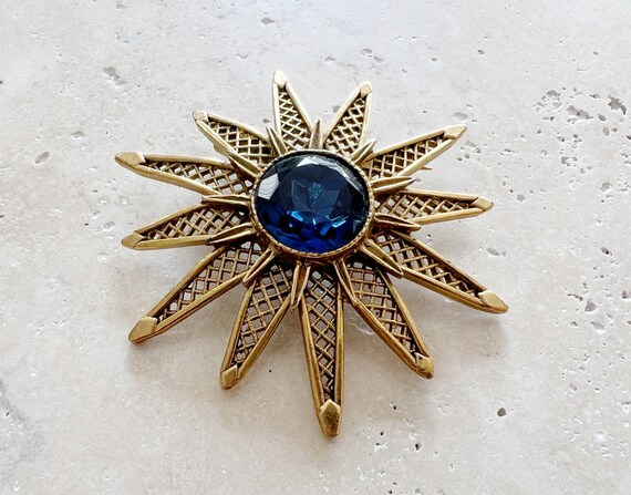 Vintage Brooch | SUNBURST Flower Brooch Pin Jewel… - image 2