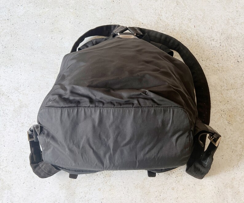 Vintage Bag PRADA Tessuto Backpack Full Size Shoulder Bag Purse 90s Black image 8