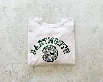 Vintage Sweatshirt | DARTMOUTH Raglan Pullover Top Shirt Sweater Distressed College University 70's 80’s White | Size M/L