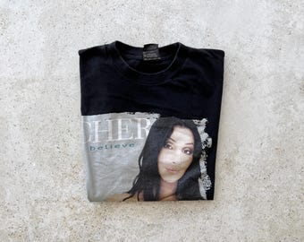 Vtg 90s Cher Believe Tour Concert T-shirt Black M 1998 1999 Pop