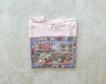 Vintage T-Shirt | SEATTLE Pike Place Market Washington Top Shirt Pullover Graphic Tee Pink | Size M