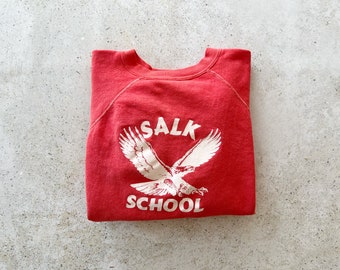 Vintage Sweatshirt | SALK School Falcon College University Collegiate Sweatshirt Pullover Shirt Red Streetwear 70’s | Size M