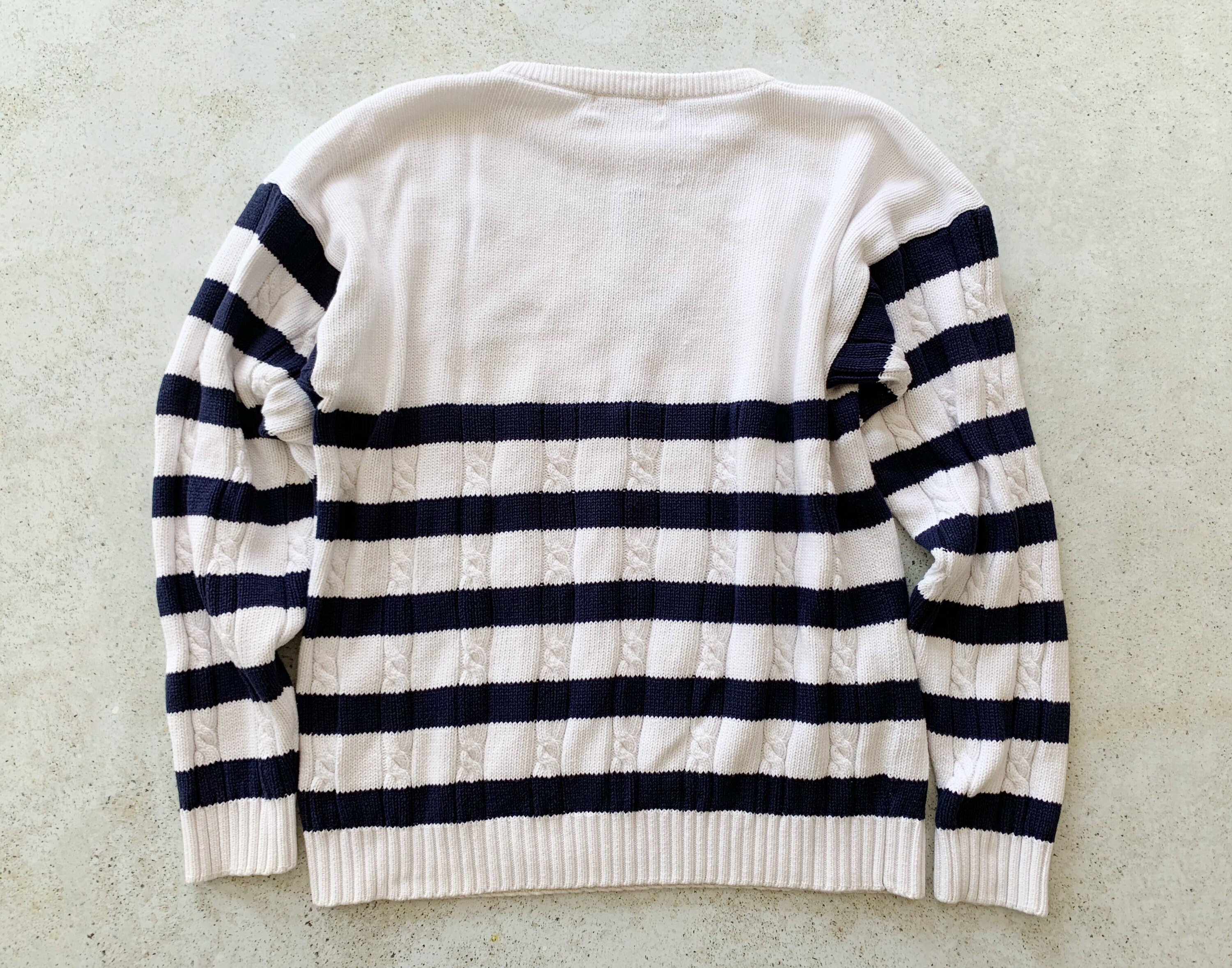 Vintage Sweater | DIOR Woven Knit Nautical Beach Coastal Striped Anchor ...