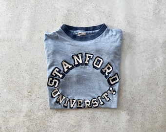 Vintage T-Shirt | STANFORD UNIVERSITY Ringer Graphic Tee Pullover Top Shirt Blue 70's | Size XS
