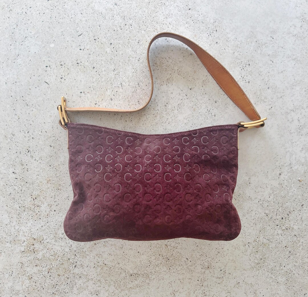 Vintage Bag | CELINE Macadam Logo Monogram Suede Shoulder