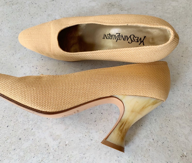 Vintage Shoes YSL Yves Saint Laurent Heels Pumps Shoes Size 8 US image 5