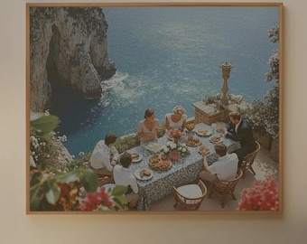 La Dolce Vita Amalfi Lunch, Retro Art, Western Wall Art, Photography Print, Vintage Poster, Giclee Poster, Digital Download