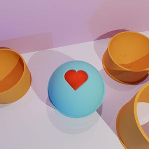 Sphere with heart bath bomb mold