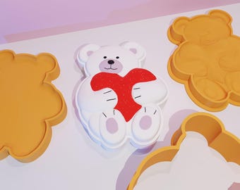 Stampo Per Sapone E Bath Bomb In PVC – 3 Cavità Orsetto, Coniglio Ed Elefante – 35g L'una - 2
