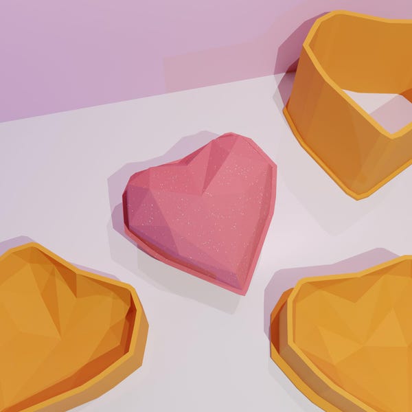 Polygonal heart bath bomb mold