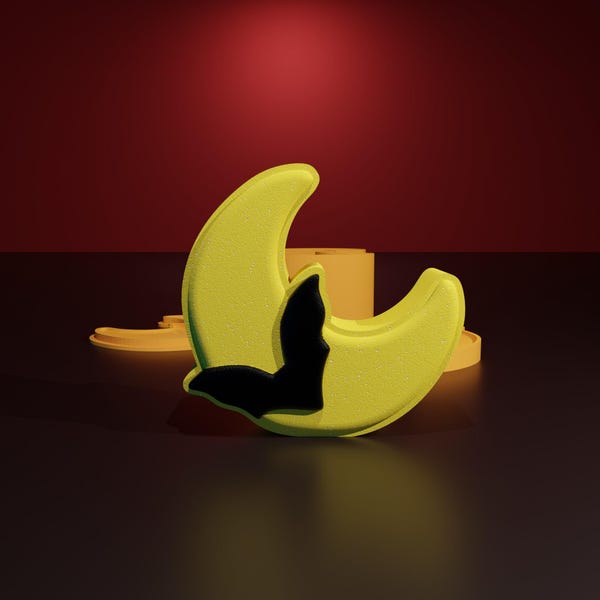 Crescent with bat bath bomb mold