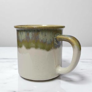 Handmade Ceramic Tumbler Cup | 280ml Minimalist Haki Green Drinkware | Organic Painted Stoneware Glass