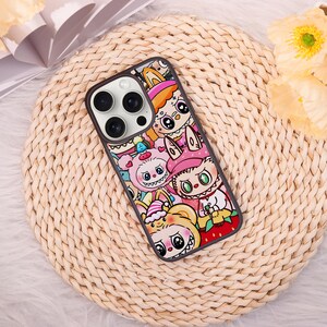 Labubu Cartoon Character iPhone Case for iPhone 14 15 16,Pro 11 12,iPhone SE X XS XR,Max 7 8 Plus,Mini 13,Personalised Name Gift,Shockproof