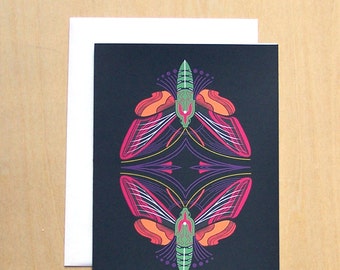 Reflected Moths - Psychedelic invertibrate A2 Blank Notecard