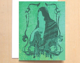 Seance Blend - ghost drinking tea illustration blank card