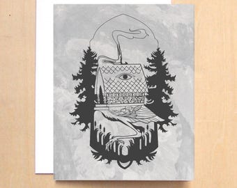 Bogwalker- Baba Yaga PNW inspired illustration black card