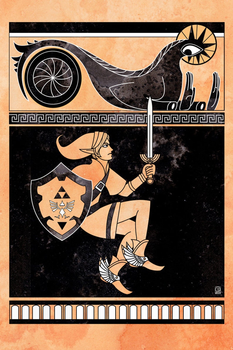 Hero of Might inspired illustration legend of zelda link versus monster image 2