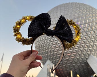 Light Up Gold And Black Mouse Ears