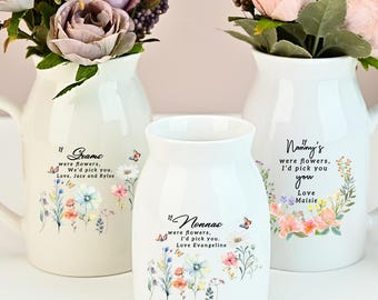 Personalized Flower Vase Gift for Grandma, Gift for Nana, Mothers Day Gift, Custom Gift for Mom, Nana Birthday Gift, Grandma Jug Flower Vase
